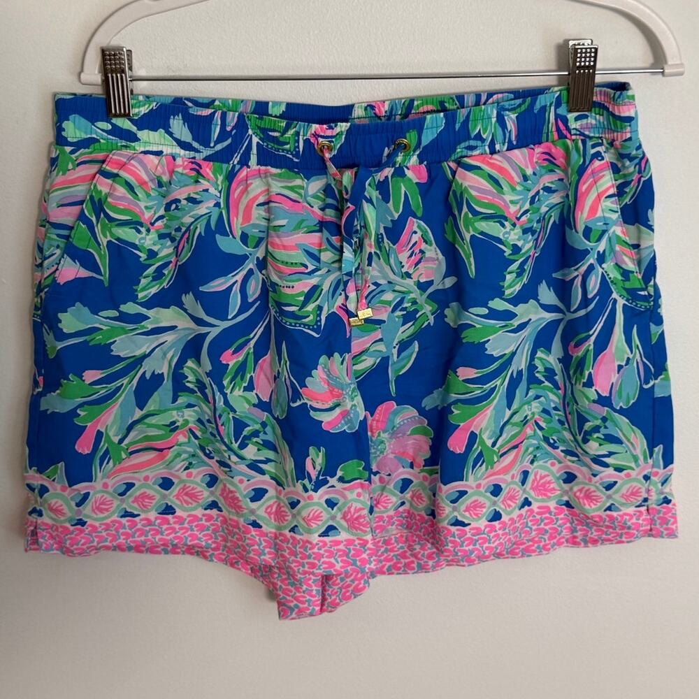 Lilly Pulitizer Katia Mid Rise Shirts Blue Fancy Fins size large